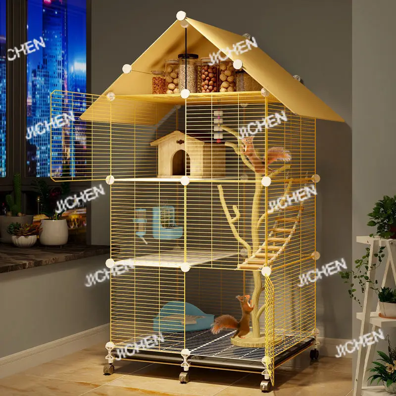 

Специальная клетка для белки JC, большая вилла, шифрование, трехслойная с платформой, шиншилла, специальные цветочные ветки, планер, клетка для дьявола