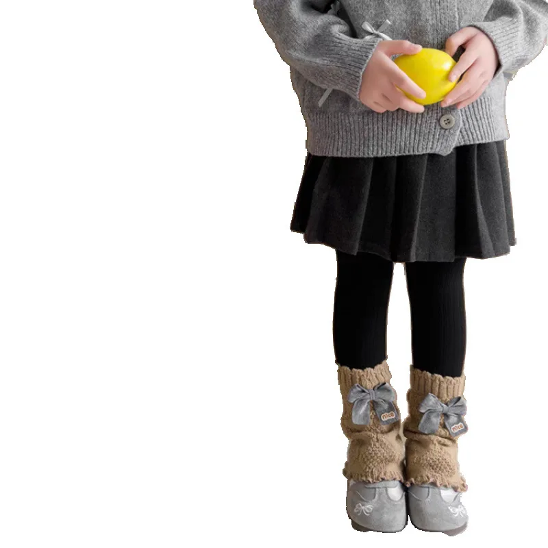 Girls Leggings Spring Autumn Outerwear Stylish Bow Knot Tights Cute Baby Versatile Fresh Light Fleece Pants