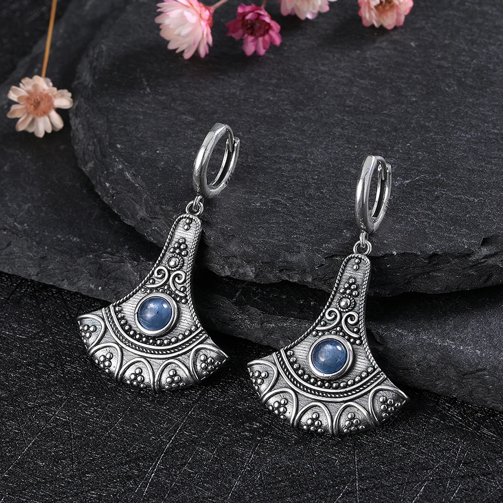 S925 Silver Earrings Jewelry Blue Crystal Natural Gemstone Boutique Jewelry Earrings Women Birthday Party Valentine's Day Gift