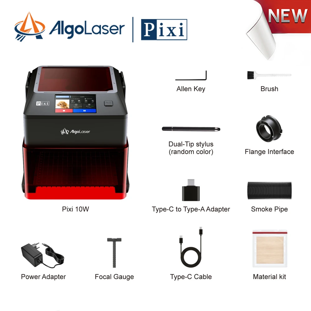 

AlgoLaser Smart Portable Laser Engraver DIY Touch Screen Machine Painted Dog Tag Paper Leather Wooden Plastic Logo CNC Machine