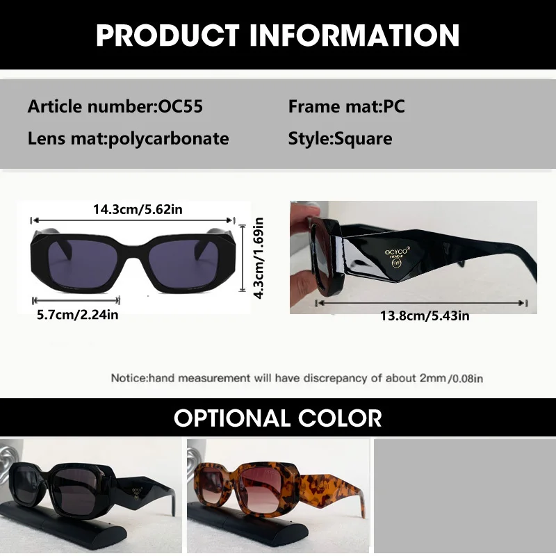 OCYCO Punk Designer Classic Square, European and N Style Ladies Sunglasses Women Vintage Irregular Square Ladies Sun Glasses Men