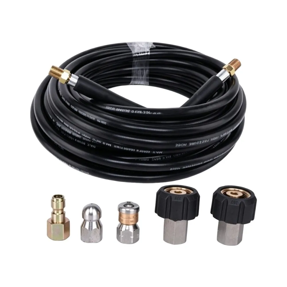 Drain Hose 15M for Sewer Flusher Systems Compatible with Standard Pressure Washer Outlets and Jetter Pump Assemblies