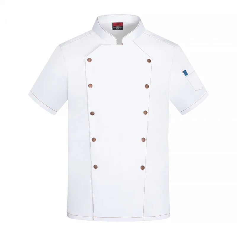 High-End Chef Overalls Men's Short-Sleeved Hotel Western Chinese Restaurant Hot Pot Restaurant Barbecue Shop Chef Tooling Breath