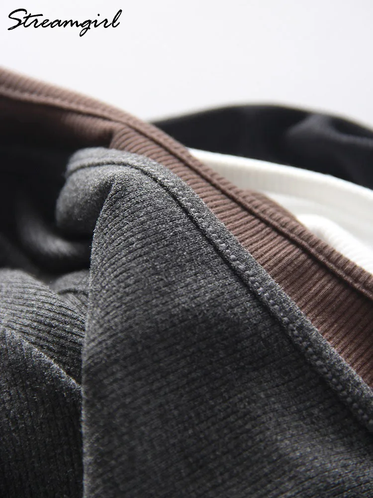 Basic Long Sleeve T-shirt Women Elastic Solid Slim Fit Casual Top Tees Spring Big Neck Tshirt For Eomen Pullovers Coffee 2025