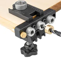 Universal 3 In 1 Adjustable Doweling Jig Precision Dowel Cam Jig W/ 8/10/15mm Drill Bit for Drilling Guide Locator Puncher Tool