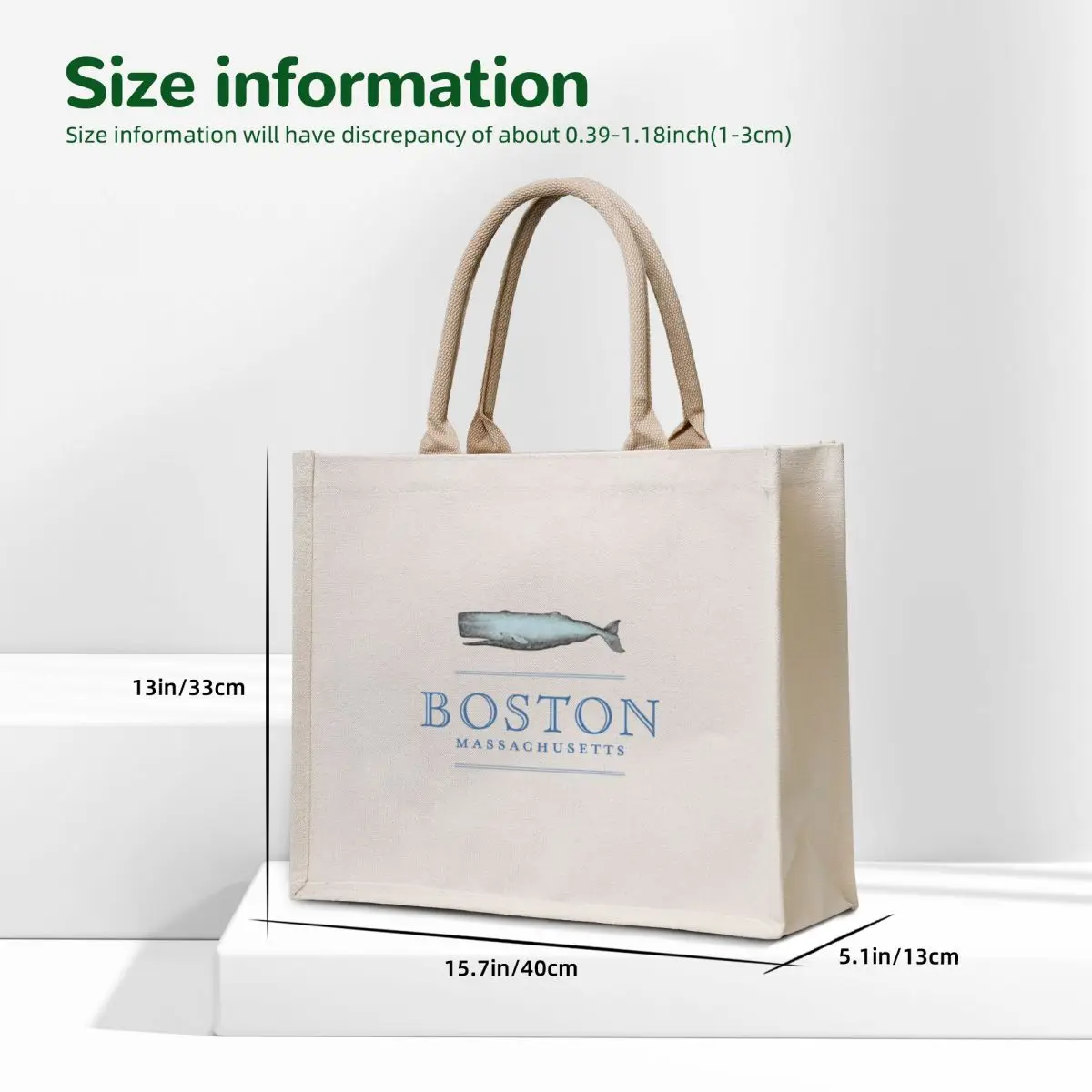 Boston Massachusetts Vintage Whale Design Tote Bag Customizable tote bag tote bags cloth bags free delivery bags