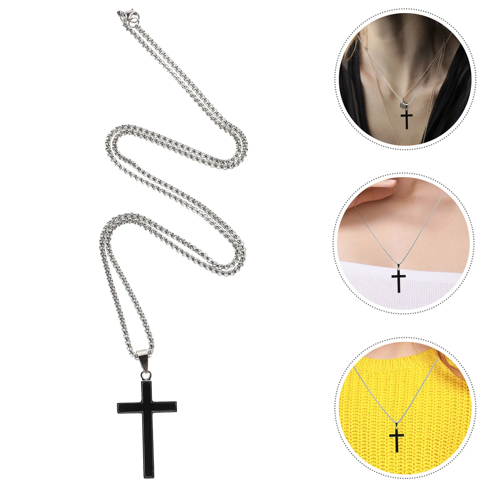 الصليب سترة سلسلة كبيرة قلادة قلادة عطلة مجوهرات الهيب هوب مكتنزة التيتانيوم الصلب الصليب عبر سلسلة النساء الرجال