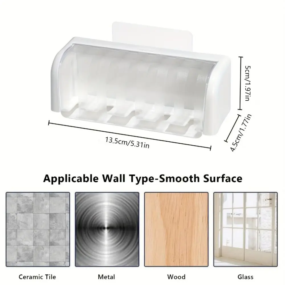 Dustproof Toothbrush Holder Punch-free Wall-mounted Toothpaste Holder Portable Waterproof Storage Rack Bathroom Accessories