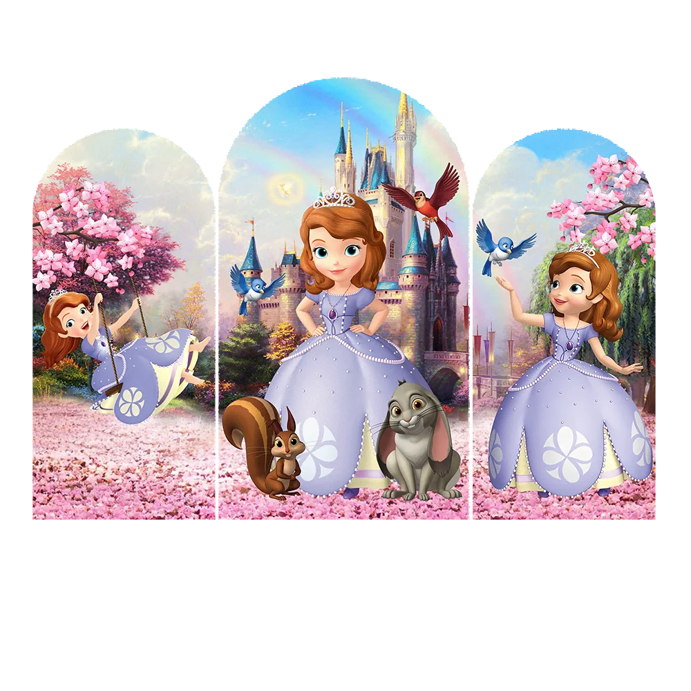 الأرجواني الأميرة صوفيا غطاء خلفية مستديرة الأزهار مستطيل الخلفيات الفتيات استحمام الطفل 1st عيد ميلاد حزب راية