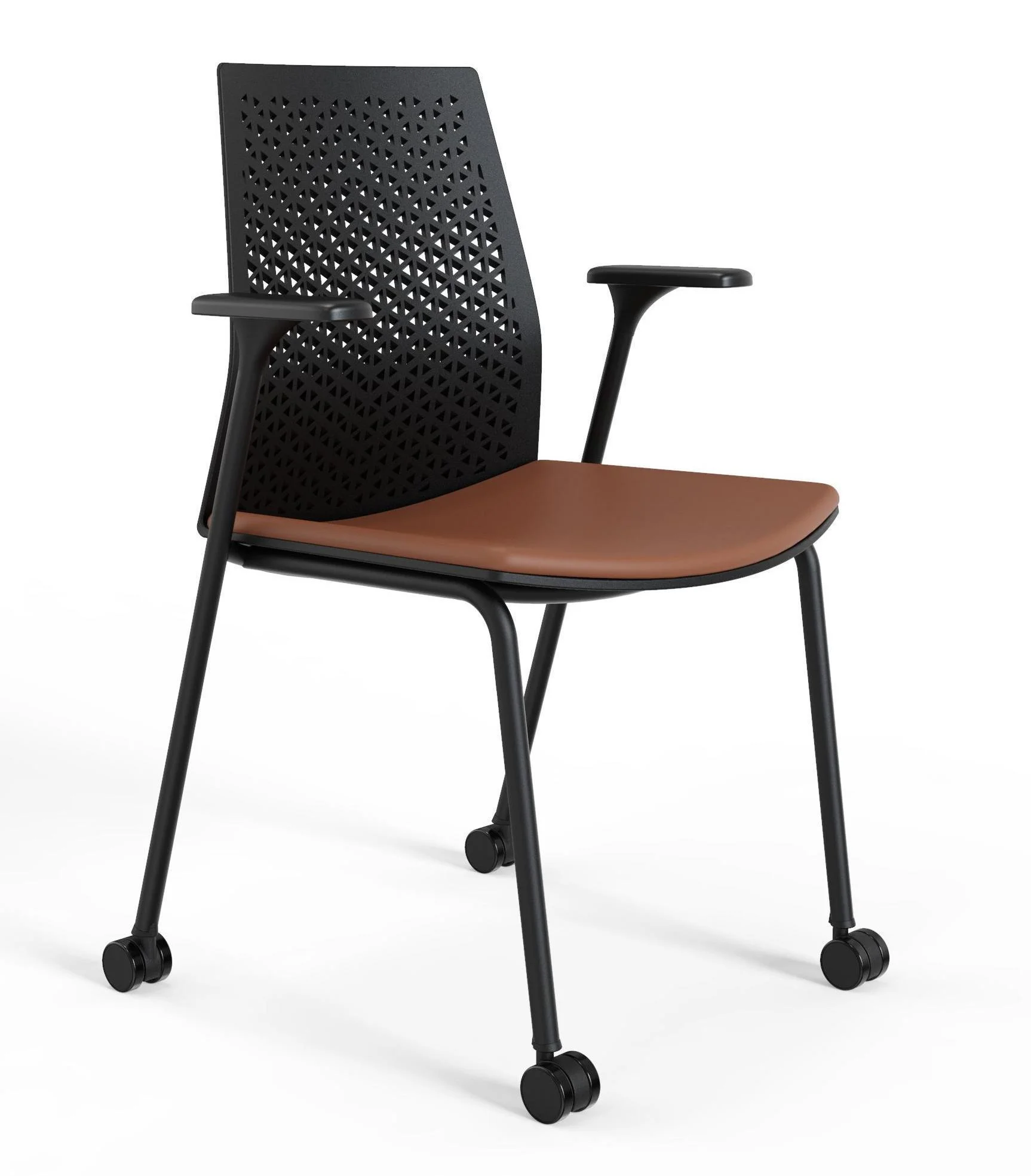 #￥Modern Style Swivel Chair Simple Backrest Four-Legged Plastic Metal Movable for Staff Training Reading-Stackable Office Chair