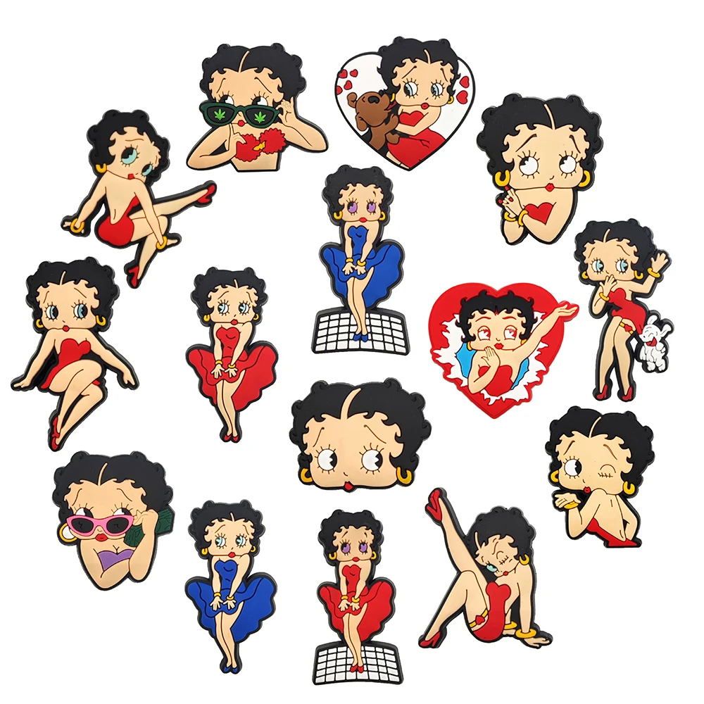 15pcs Cute Girl Shoe Charms Set Shoes Accessories Decoration Bubble Slides Clog Sandal Wristband Buckle Kids Party Gifts