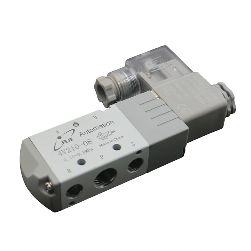 Factory Cheap Price 1/4 Inch 5 Way 2 Position Pneumatic Air Control Solenoid Valve Single Electrical 4V210-08 DC12V/24V/220V