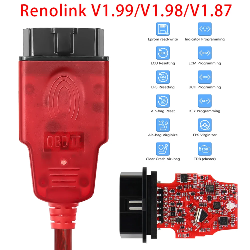 Renolink V1.99 V1.98 Added Extra Function V1.87 for Renault ECU Programmer Resetting Key Coding UCH Match Dashboard Coding