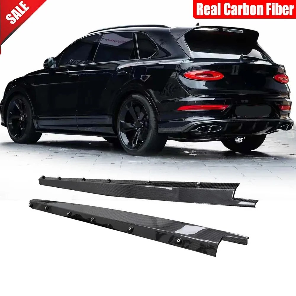 

For Bentley Bentayga 2021-24 Real Carbon Fiber Side Skirts Extension Lip Spoiler Body Kits Car Accessories