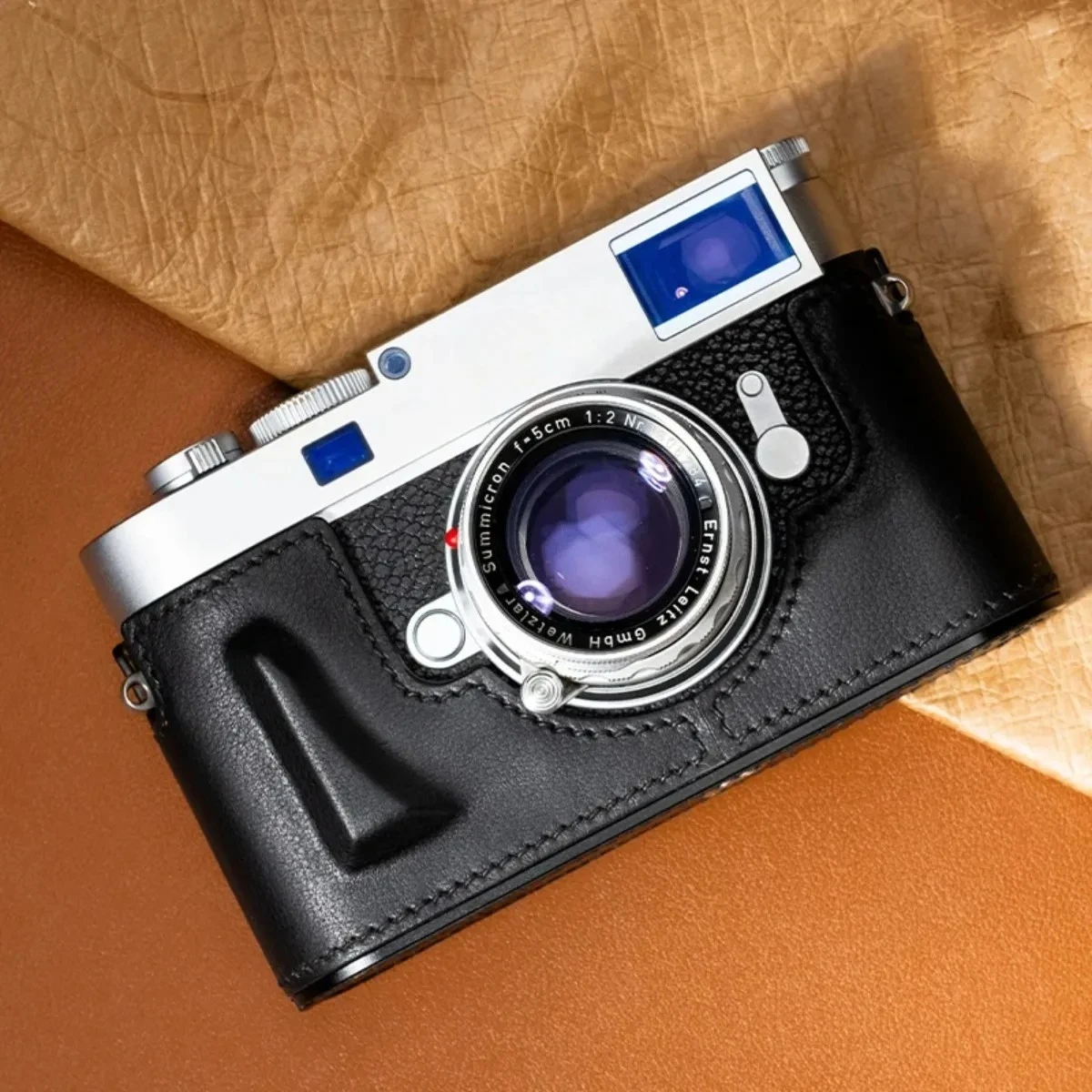 Genuine Real Leather Vintage Camera Bag Protect Case Cover Half Base Grip for Leica M11 M-11 M11-P Camera Backpack