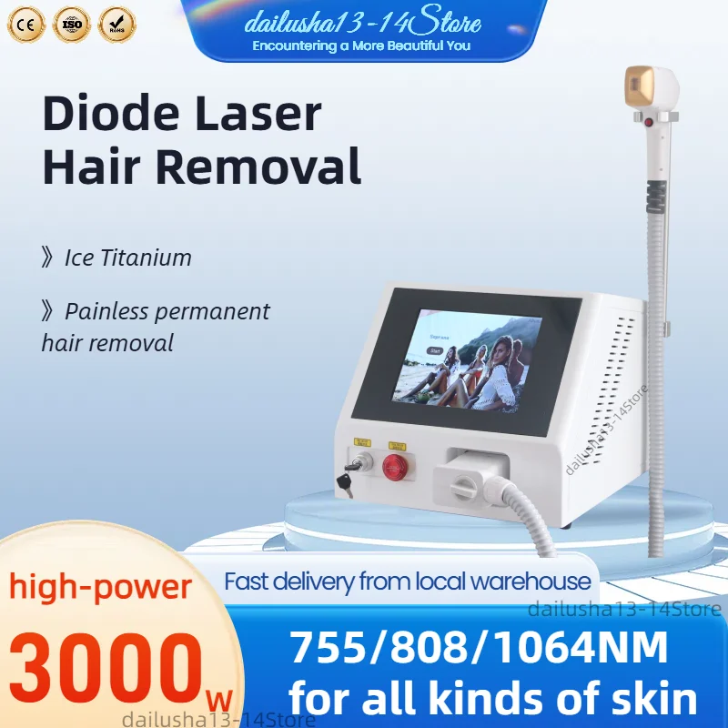 Portable Diode ND YAG Laser Ice Titanium Body Hair Removal Machine 808 755 1064nm Alexandrite Laser Hair Removal