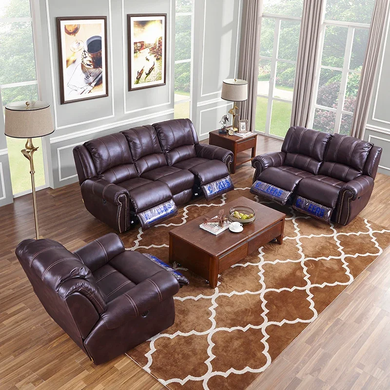 

Retro Functional Sofa Faux Leather Light Luxury Living Room Combination Small Apartment Furniture