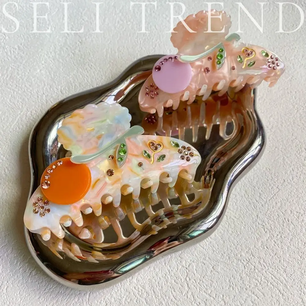 

Cute Acetic Acid Acetate Flower Hair Claw Diamond Cartoon Rhinestone Hair Clip Grab Clip Headdress Shark Clip Daily
