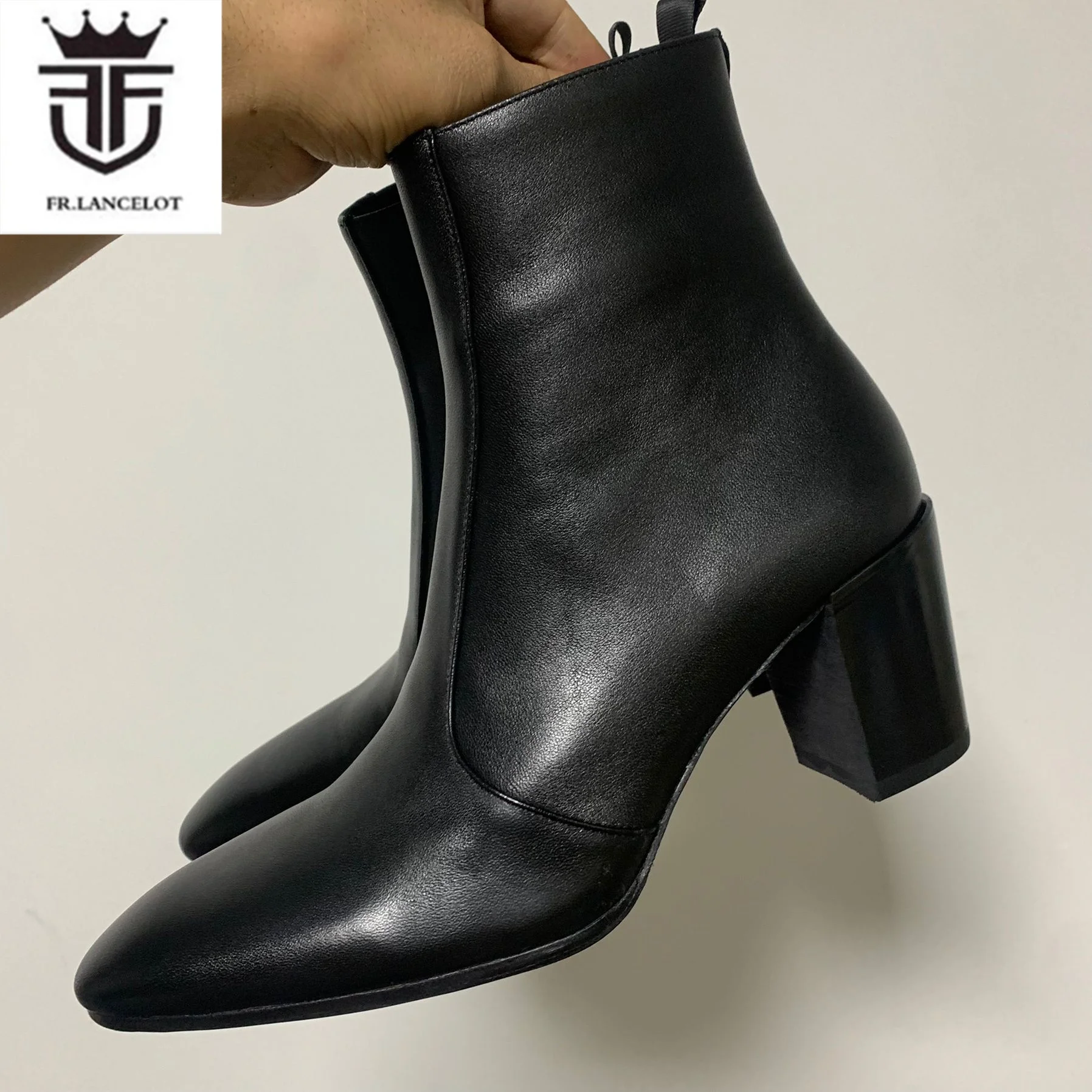 New Arrival Men Leather Boots Street Style Pointed toe Booties Hige Heels Sexy Man T-stage Black Patent Leather Party Shoes Male