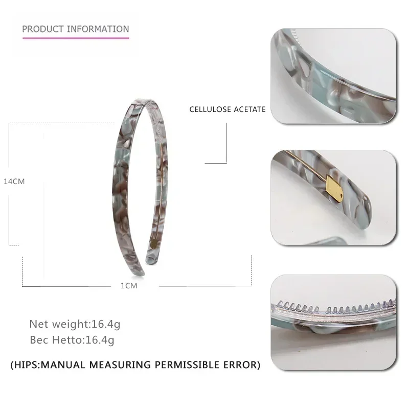 New Elegant Pattern Acetate Hairbands for Woman Anti-slip Delicate Acetate Headbands Woman Forehead Hair Accessories