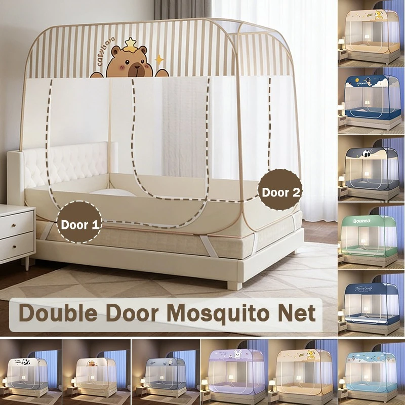

2026 New No Installation Mosquito Net,Foldable Pop-Up Enclosed Bed Canopy, Anti-Fall Breathable Netting for Kids Adults Bedroom
