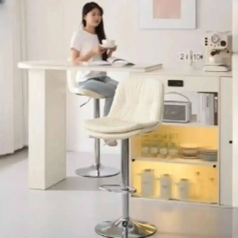 

Adjustable Stoll Metal Counter Chairs Leather Bar Comfortable Design Bar Stools Reception Home Barkrukken Salon Furniture