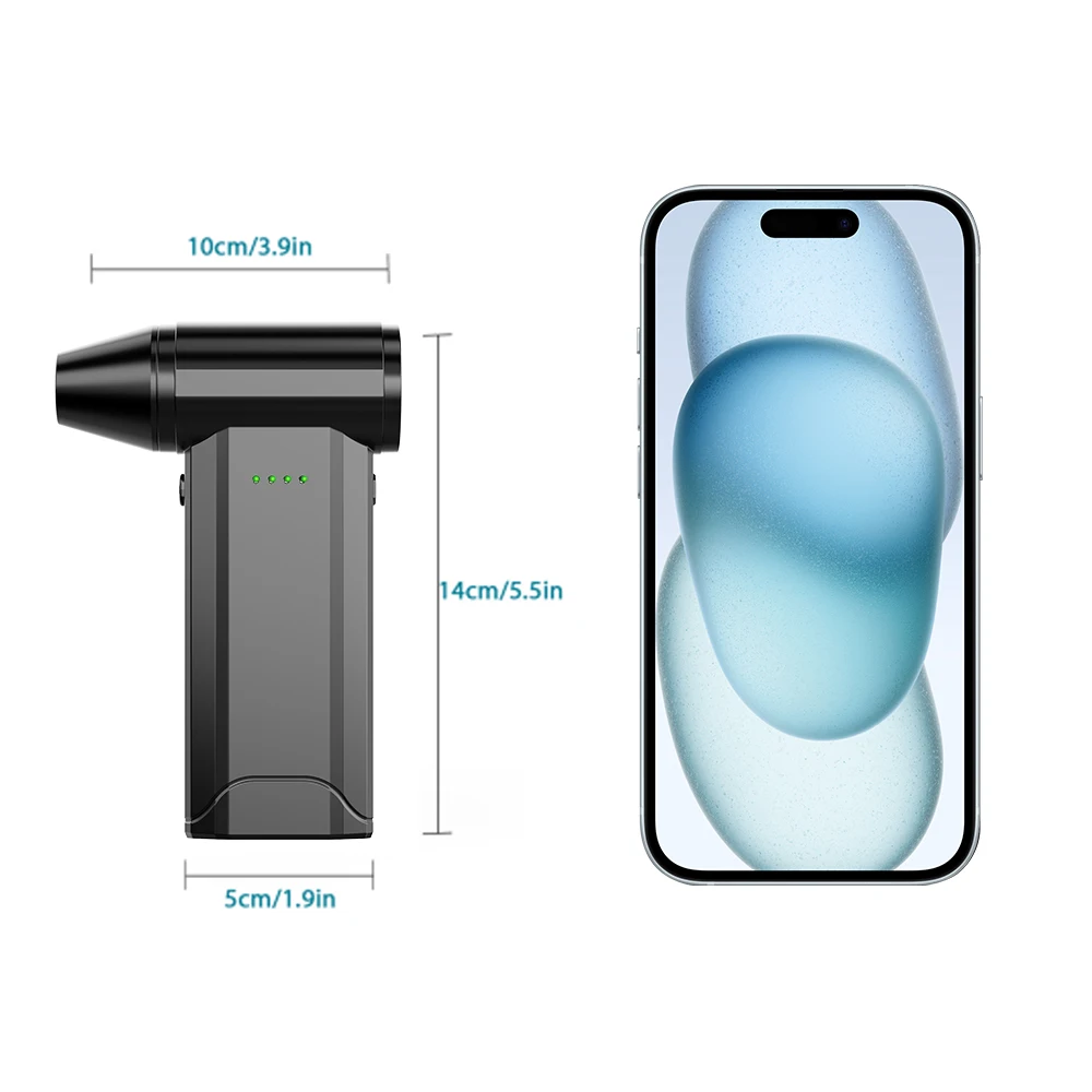 منفضة هواء كهربائية FOURQ-100000 دورة في الدقيقة منفضة هواء لاسلكية فائقة الطاقة للكمبيوتر ولوحة المفاتيح والخارجية والمنزل والسيارة
