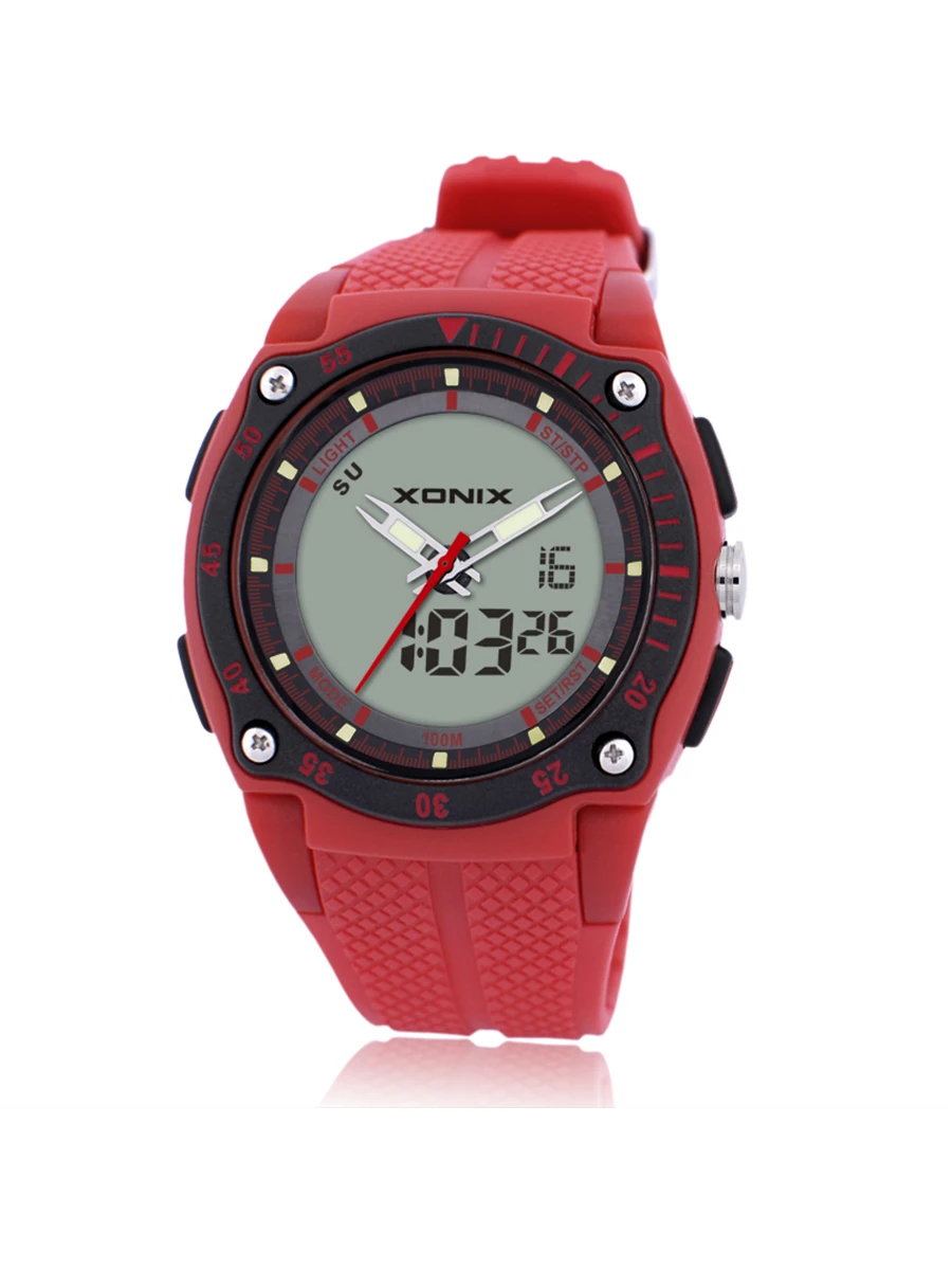 XONIX 2026 Classic Retro LED Night Light with Alarm Multifunctional Dual Display Sports Waterproof 100M Electronic Watch DH