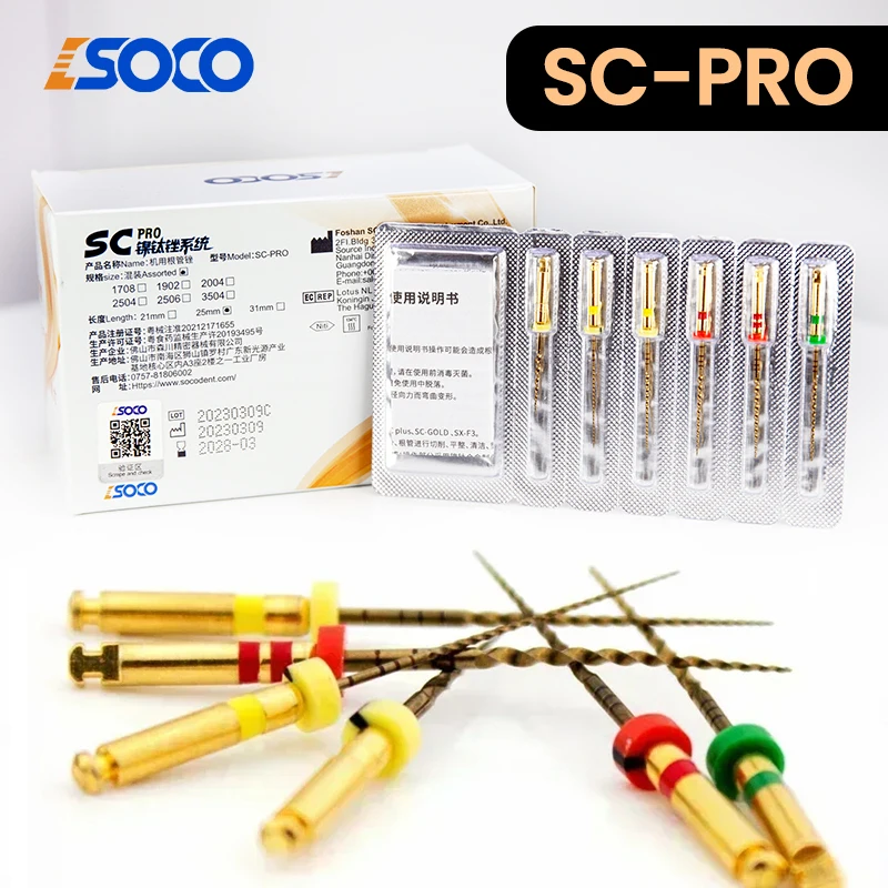 

6Pcs/Box COXO SC-PRO Nickel-titanium file system Improved Alloy Super cutting force Flexibility Longevity Root Canal Preparation