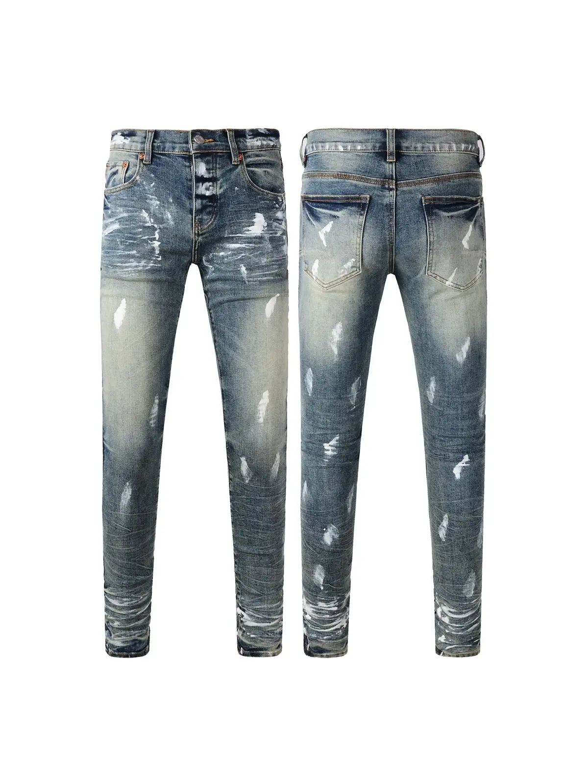 High-Quali Streetwear Men's Jeans with Patches Water Waed Slim Fit Youthful Sle Breathable Long Pants for Spring Autumn