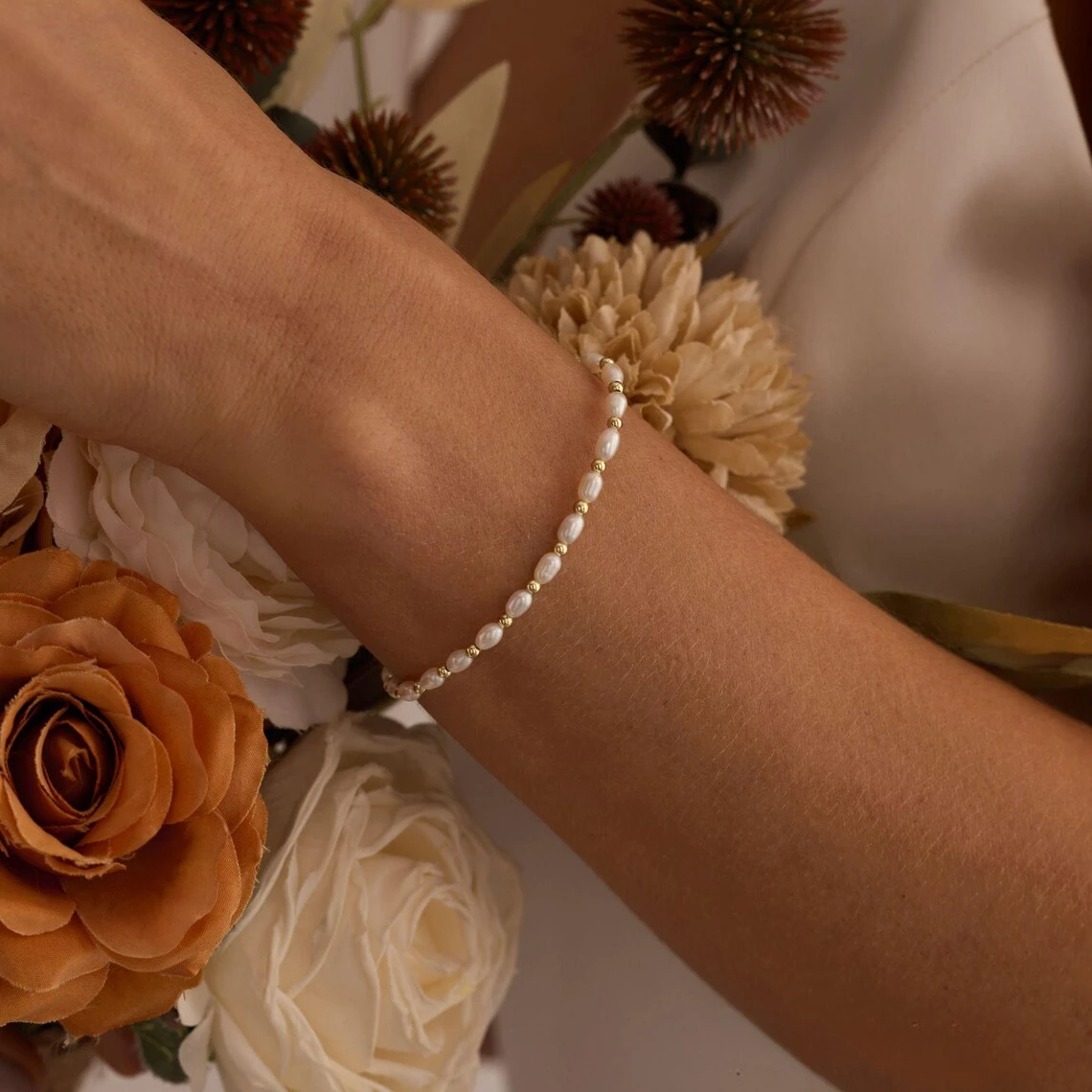 

Hengsheng 3-4mm Rice Shape Freshwater Pearl Bracelet for Women 16cm 18cm 20cm 4cm Adjustable Bracelet Jewelry Gift 2025 Newest