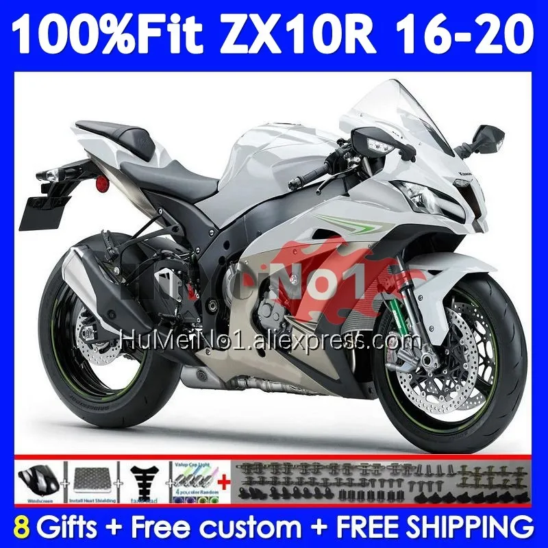 Injection For KAWASAKI NINJA ZX 10R 10 R 1000 220No.167 ZX10R 16 Pearl White 17 18 19 20 ZX-10R 2016 2017 2018 2019 2020 Fairing