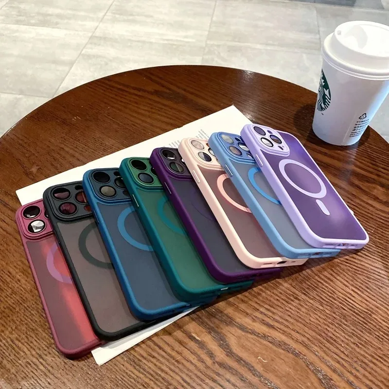 Luxury Magnetic Matte Translucent Case For iPhone 16 15 14 Plus 13 12 11 Pro Max  For Magsafe Wireless Chargeing Cover