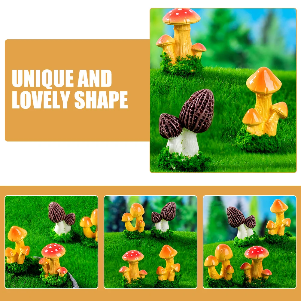 

8Pcs Miniature Mushroom Ornaments Resin Small Mushroom Decor for Fairy Garden Bonsai Micro Landscape Decoration Cute Indoor