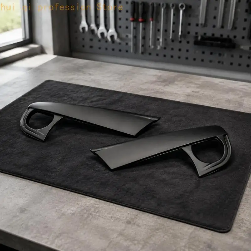 Fahrzeuggrill-Akzentabdeckungssatz, zwei schwarze ABS-Formteile mit glatten Flächen und kreisförmigen Endöffnungen für die – Detail 8