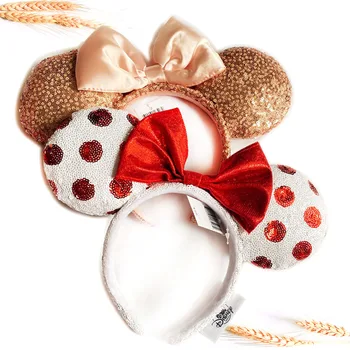 Nouveau bandeau d'oreille Disney Minnie Mouse pour fille enfant femmes Disneyland adulte/femmes Disneyland cuir peluche Cosplay accessoire de cheveux
