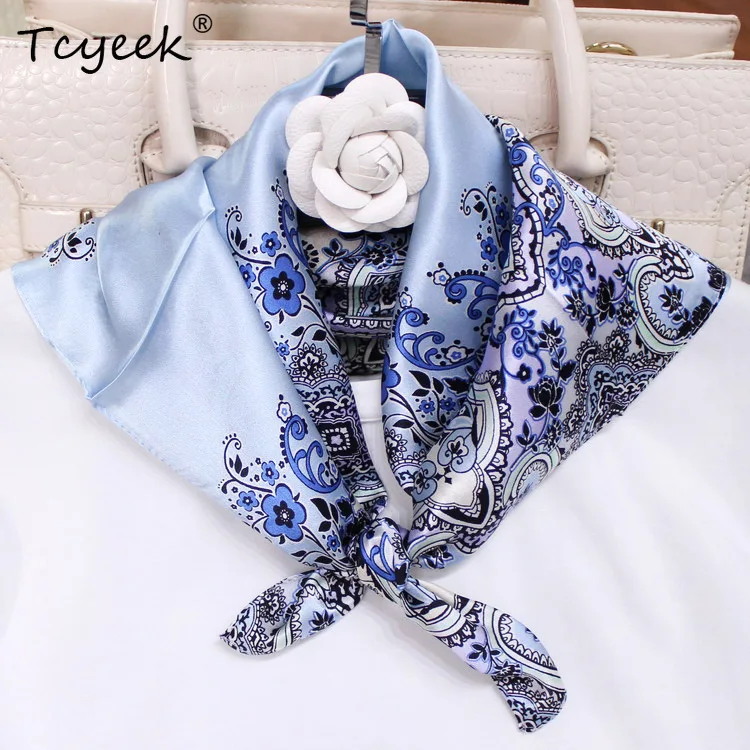 

Tcyeek 100% натуральный шелк женский элегантный шарф с художественным тотемным принтом 2024, весенние новые винтажные шарфы, офисный женский подарочный платок A41434QM