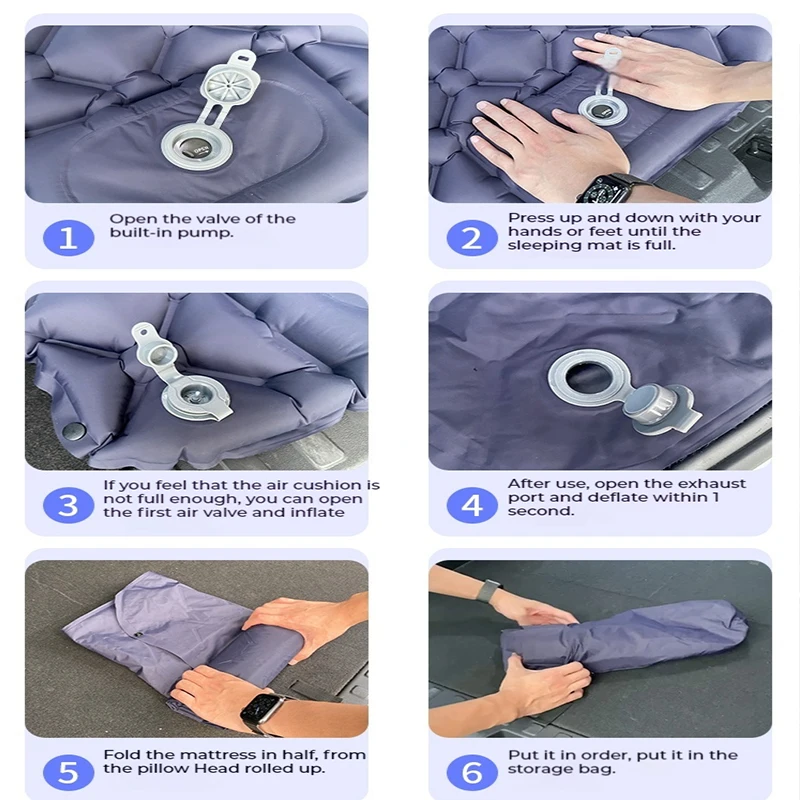 عالية الجودة السيارات سرير قابل للنفخ سيارة طوي السفر التخييم فراش جذع التسوية وسادة فراش وسادة النوم سيارة تحويل السرير