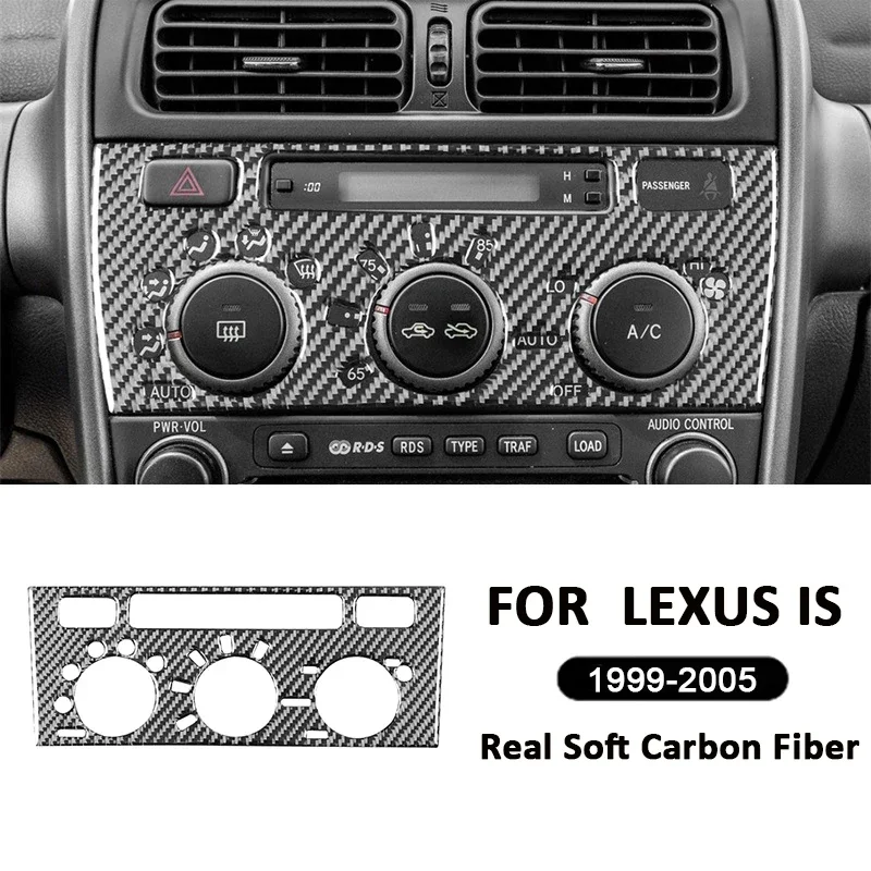 

For LEXUS IS 1999-2005 Carbon Fiber Car Center Console Air Conditioning Control Panel Adjustment knob Button Frame Trim Sticker
