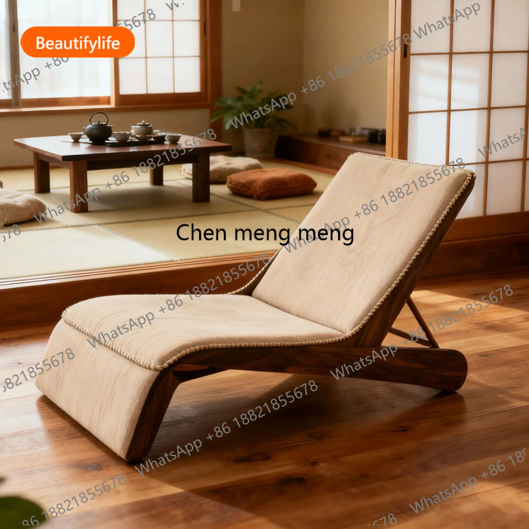 A50 Neues chinesisch-inspiriertes Sofa aus nordamerikanischem schwarzem Walnussholz, Chaiselongue im Song-Stil, Massivholz-Lazy-Sofa