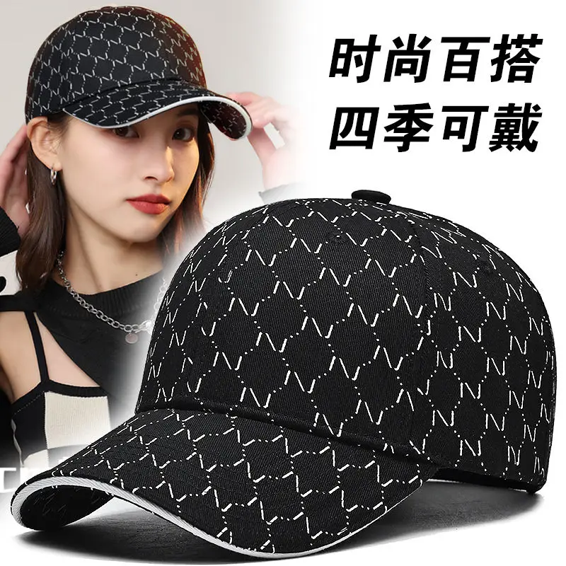 

InlnDtor new hat female Korean version tide printed baseball cap hip-hop facial repair hard top leisure travel duck cap