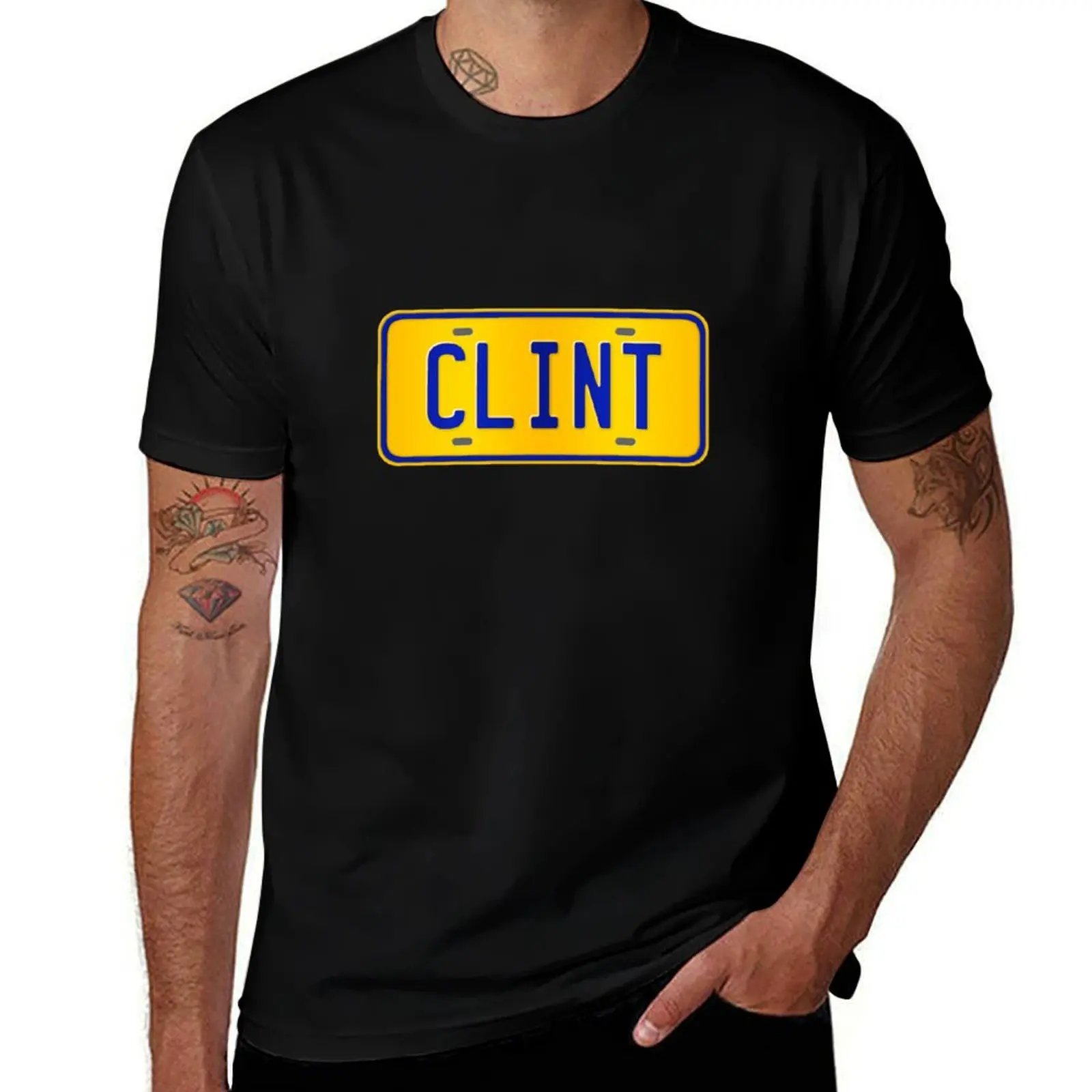 Clint Name Custom Number Plate Design - Gift For Clint T-Shirt t shirt men 100% cotton luxury brand T-Shirt