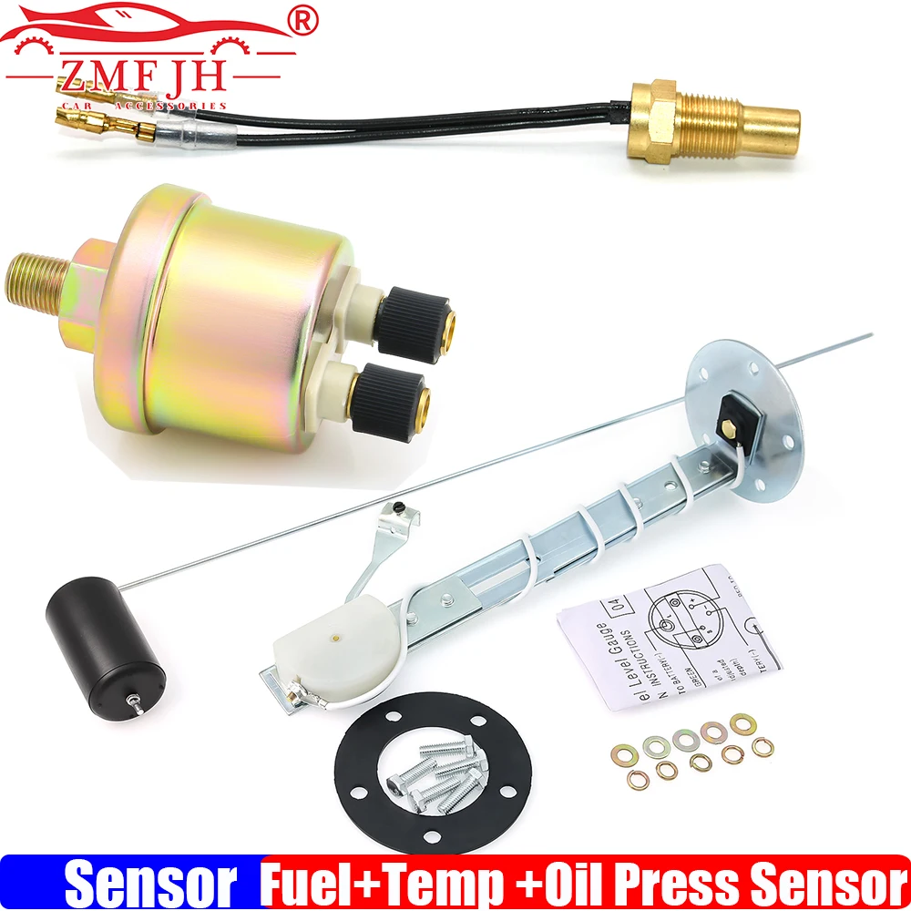 ZMFJH 240-33Ohm Fuel Level Sensor Oil Float Level Sensor Oil Pressure Sensor 1/8NPT Water Temperature Sensor 10MM Sensor Set