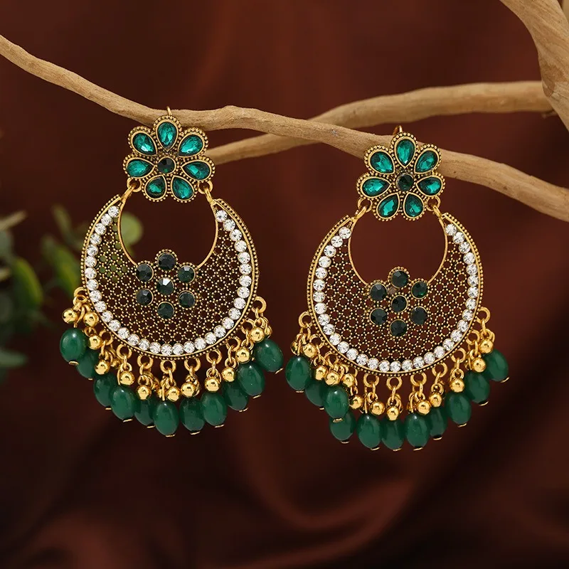 Vintage ethnic style cute jewellery women\'s earrings carved hollow alloy Bohemian style Indian  Ladies\' earrings for women
