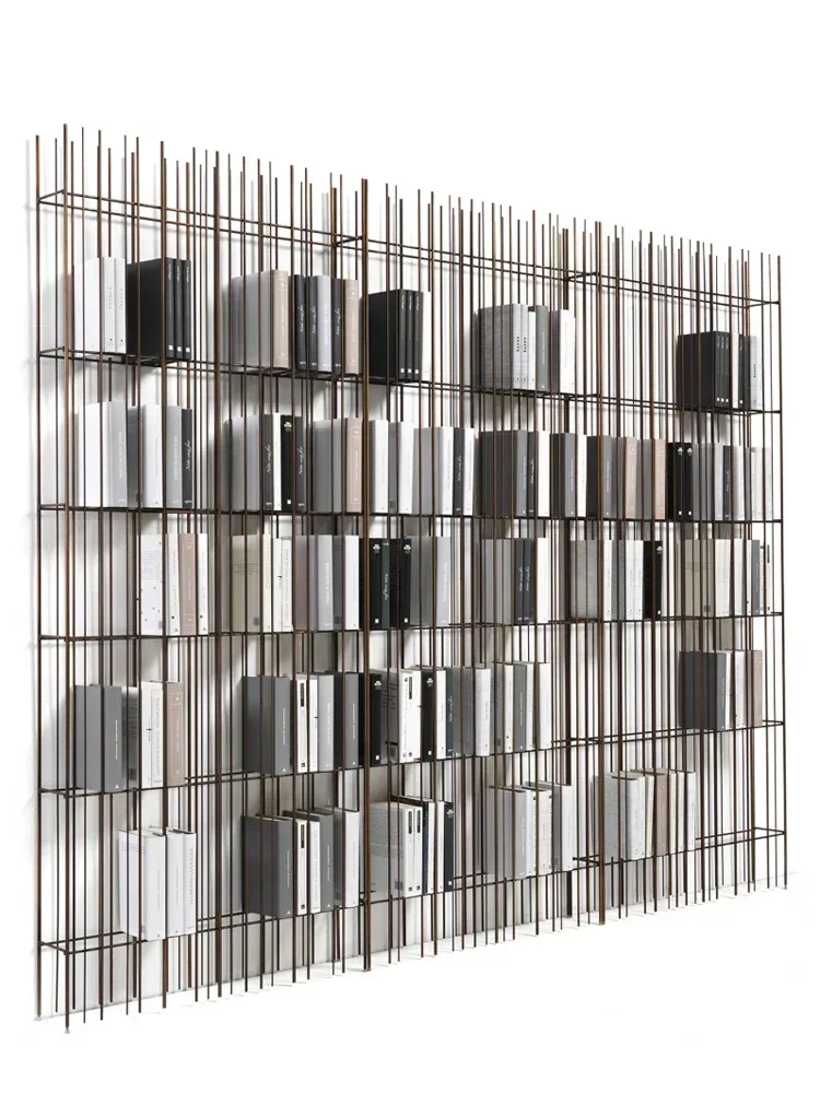 Stainless steel bookshelf, living room metal storage rack, display rack, bookshelf