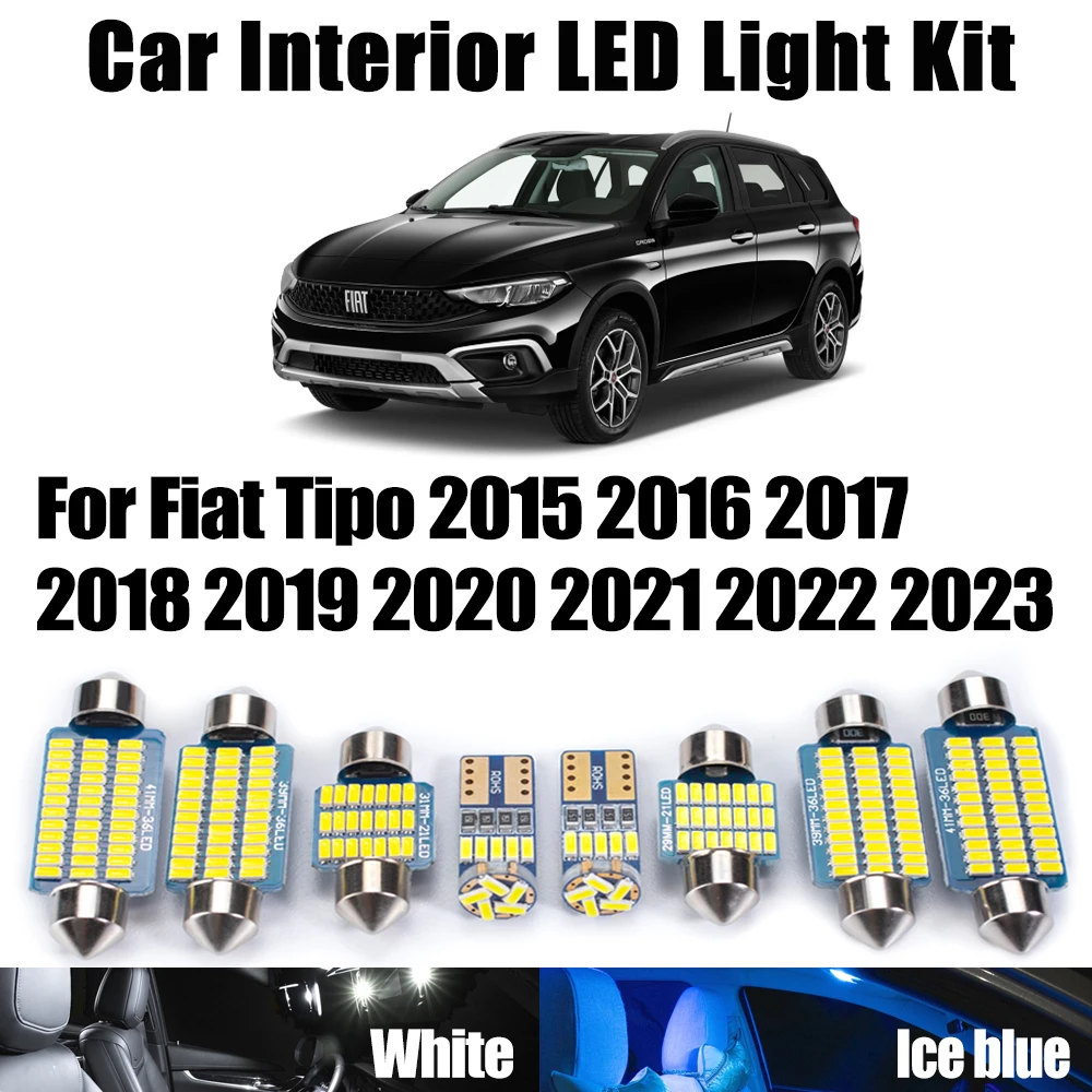 

11Pcs Canbus LED Interior Map Dome Trunk Vanity Mirror Light Kit For Fiat Tipo 2015- 2019 2020 2021 2022 2023 Car Reading Bulbs