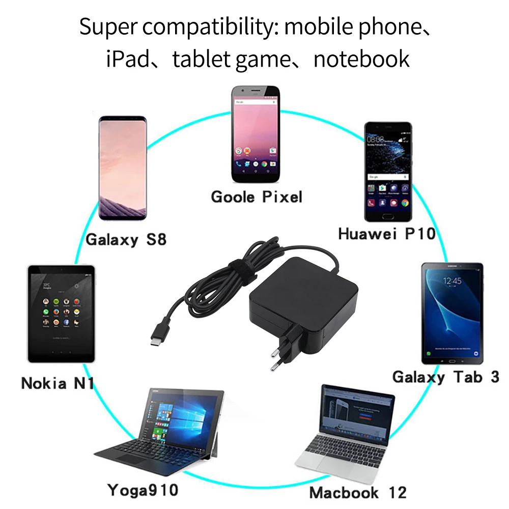 Зарядное устройство USB Type-C, 65/45/20 в, 3,25 А