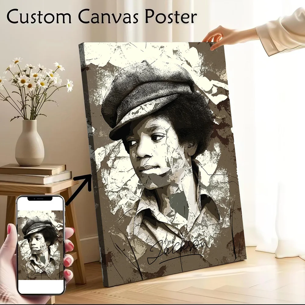 Young Michael Jackson Portrait Printed Canvas Poster Personalized High Quality Wall Art Paintings for Home Decor Living Room