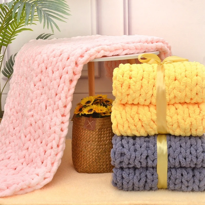 Throw Blanket Chunky Knit - 手編みチャンキーニットスローブランケット、柔らかいシェニール厚手の毛糸で編まれたソファカバーブランケット、洗濯機で洗えるケーブルニットカウチベッドブランケット