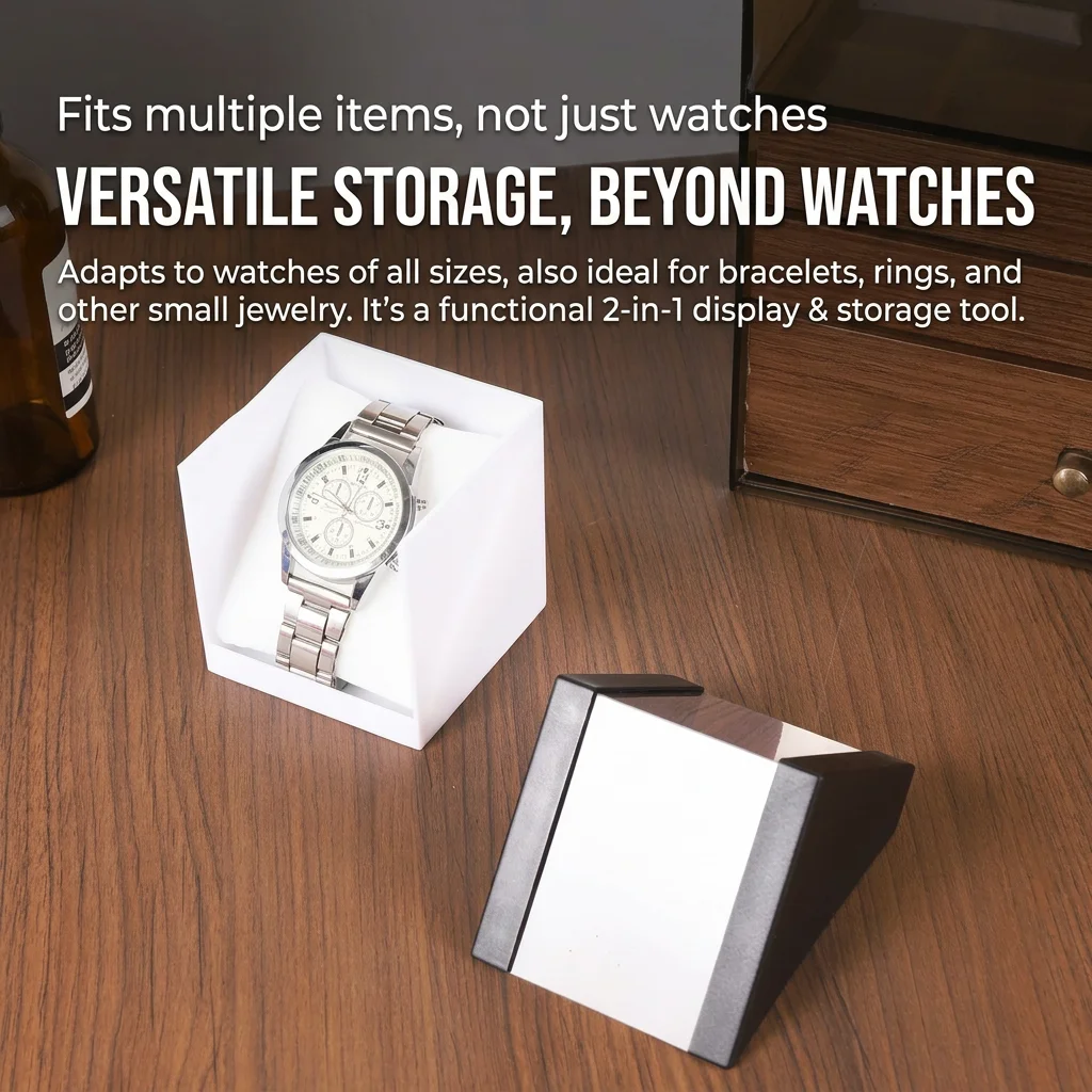 Transparent Window Display Case Transparent Triangular Watch Box Watch Storage Box Stylish Wooden Watch Box For In-Store Display